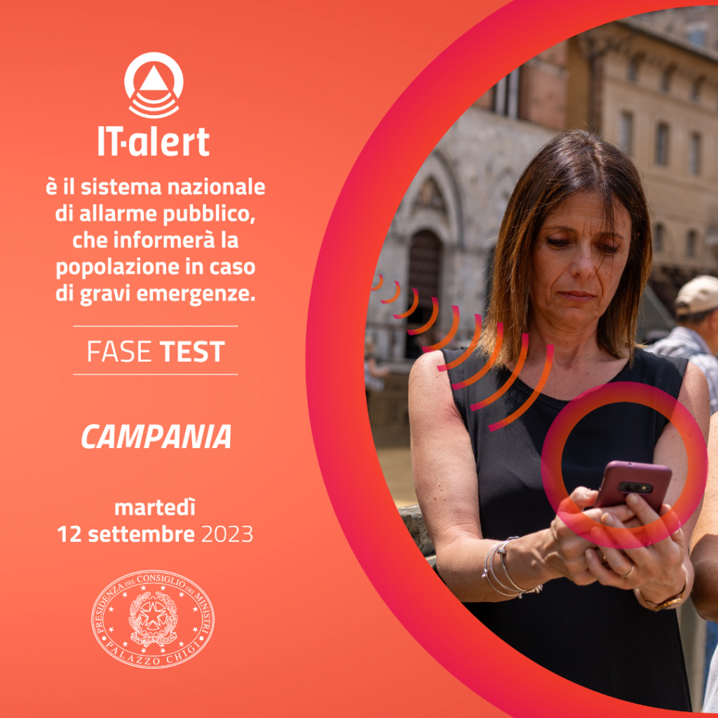 It-alert, primo test in Campania martedì 12 settembre 2023